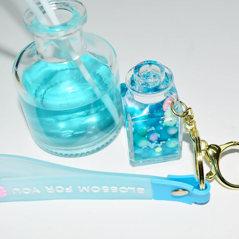 Acrylic Keyring Key Chain Ring Oil Floating Little Cartoon Bubble Boba Quicksand Liquid Keychain