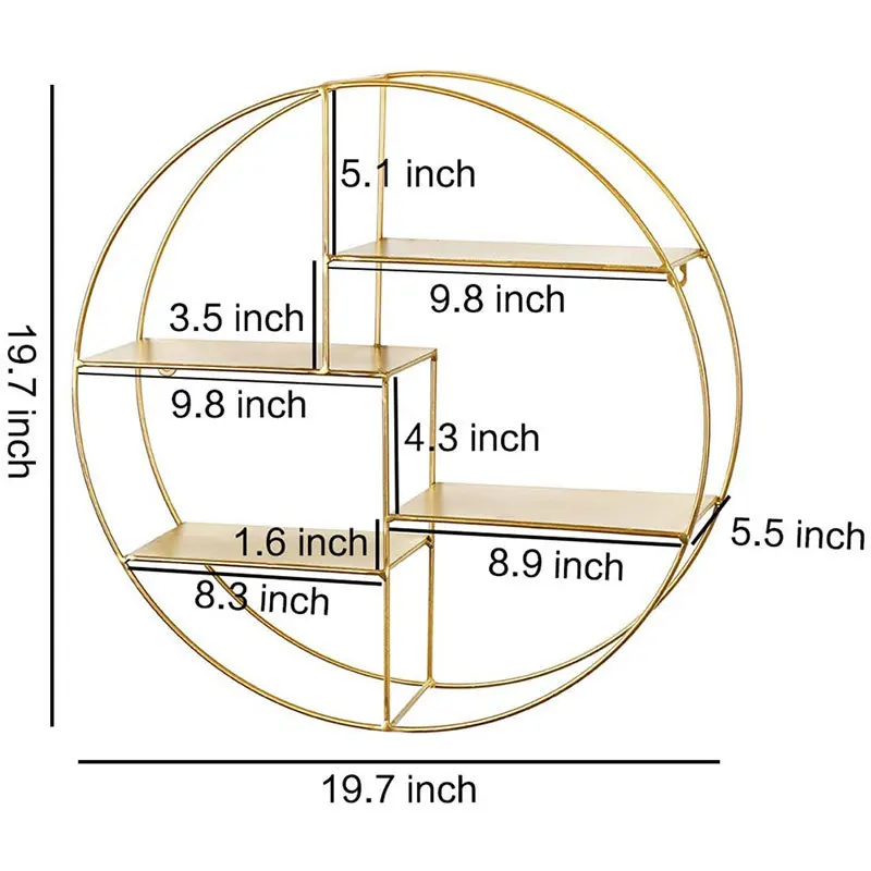 Luxury Style Wall Hanging Shelf Retro Bookshelf Partition Wall