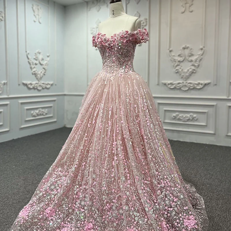 Jancember 9851 2025 Pink Sequins Simple Bridal Evening Gowns Dress for Women