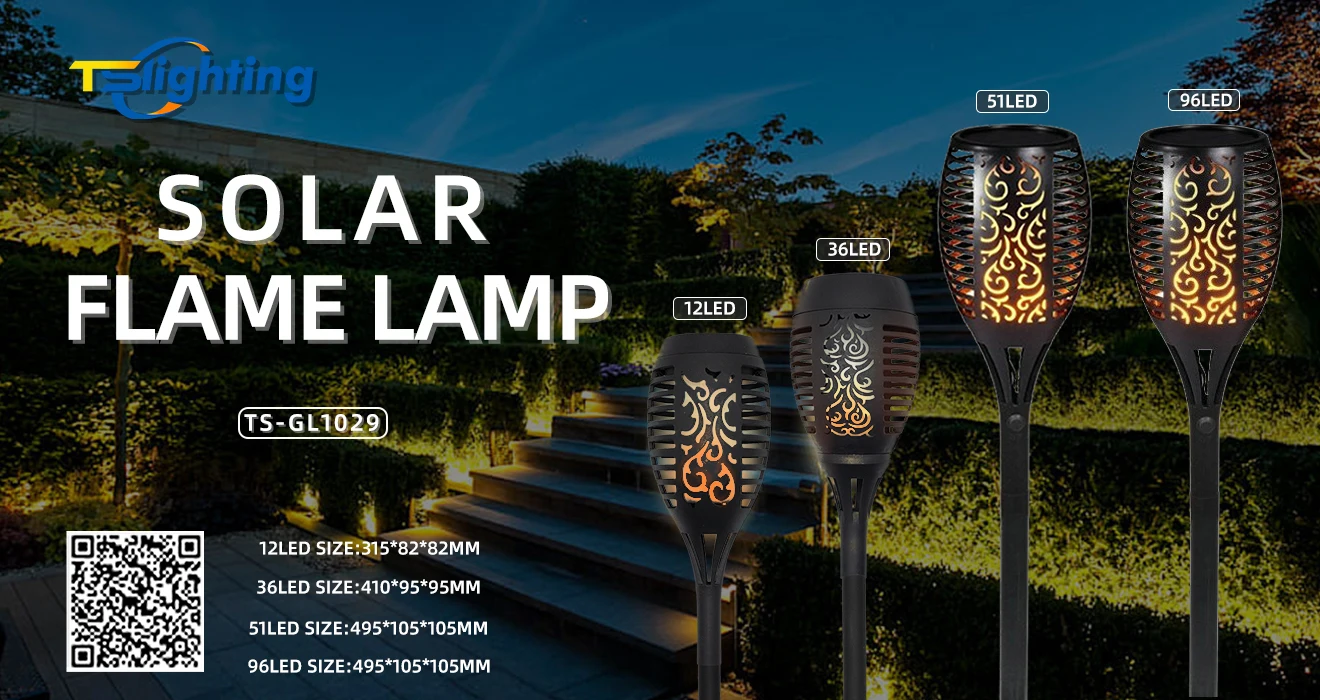 12 33 51 96 Led Solar Flame Flickering Tiki Garden Torch Night Lights For Outdoor Pathway Lights Garden  Landscape Decoration factory