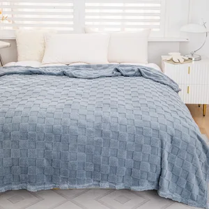 Luxury Double-Sided Jacquard Bread Plaid Blanket Thickened Printed Chessboard Pattern Soft Bed Nap Blanket for Foreign Trade
