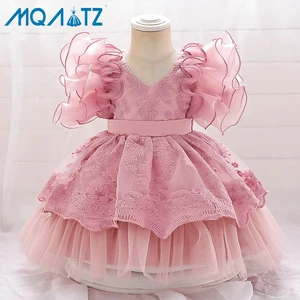 MQATZ Wholesale Summer Girl Formal Dresses Solid Pattern Cotton Tutu Puffy Baby Frock Party Wear 2 Years Girl Birthday Dress