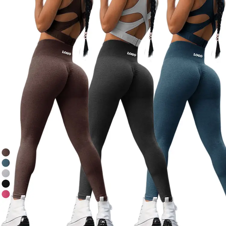  Scrunch Butt Lift Leggings For Women Workout Yoga Pants  Ruched Booty High Waist Seamless Leggings Compression Tights Blue M