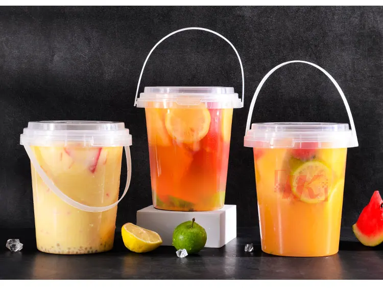 32 Oz Plastic Drink Buckets Wholesale Disposable Fruits Container Clear