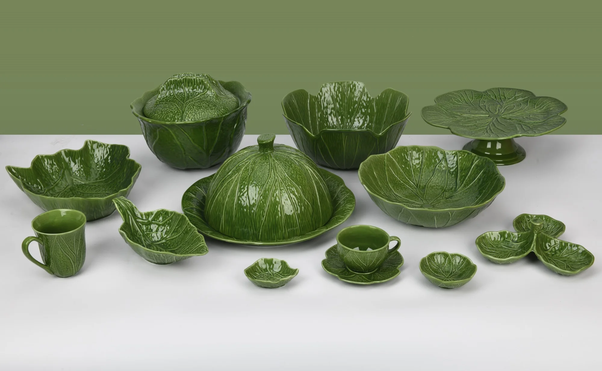 Wholesale Tableware New Design Luxury Royal Dinner Set Green Cabbage