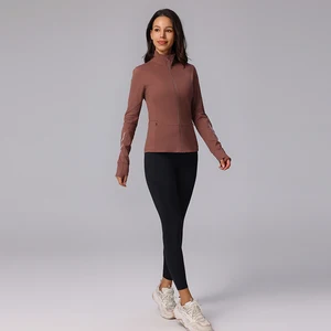 Custom Women's ActiveWear High Compression Yoga Sets Jacket Sports Workout Leggings 2 Piece Suit  Yoga Sports Outfits for Women