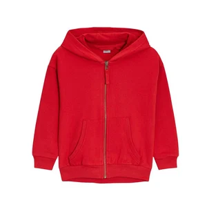 Custom Solid Color Long Sleeves Zipper Sweatshirts Boys Zip up Hoodies for 2-14 Years