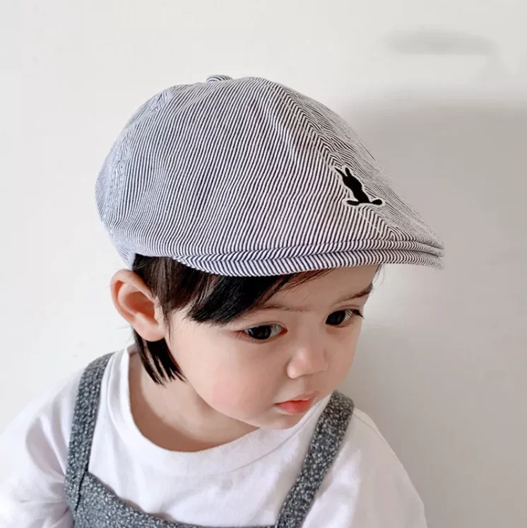 Cotton Baby Boy Beret Rabbit Embroidered Cartoon Infant Newsboy