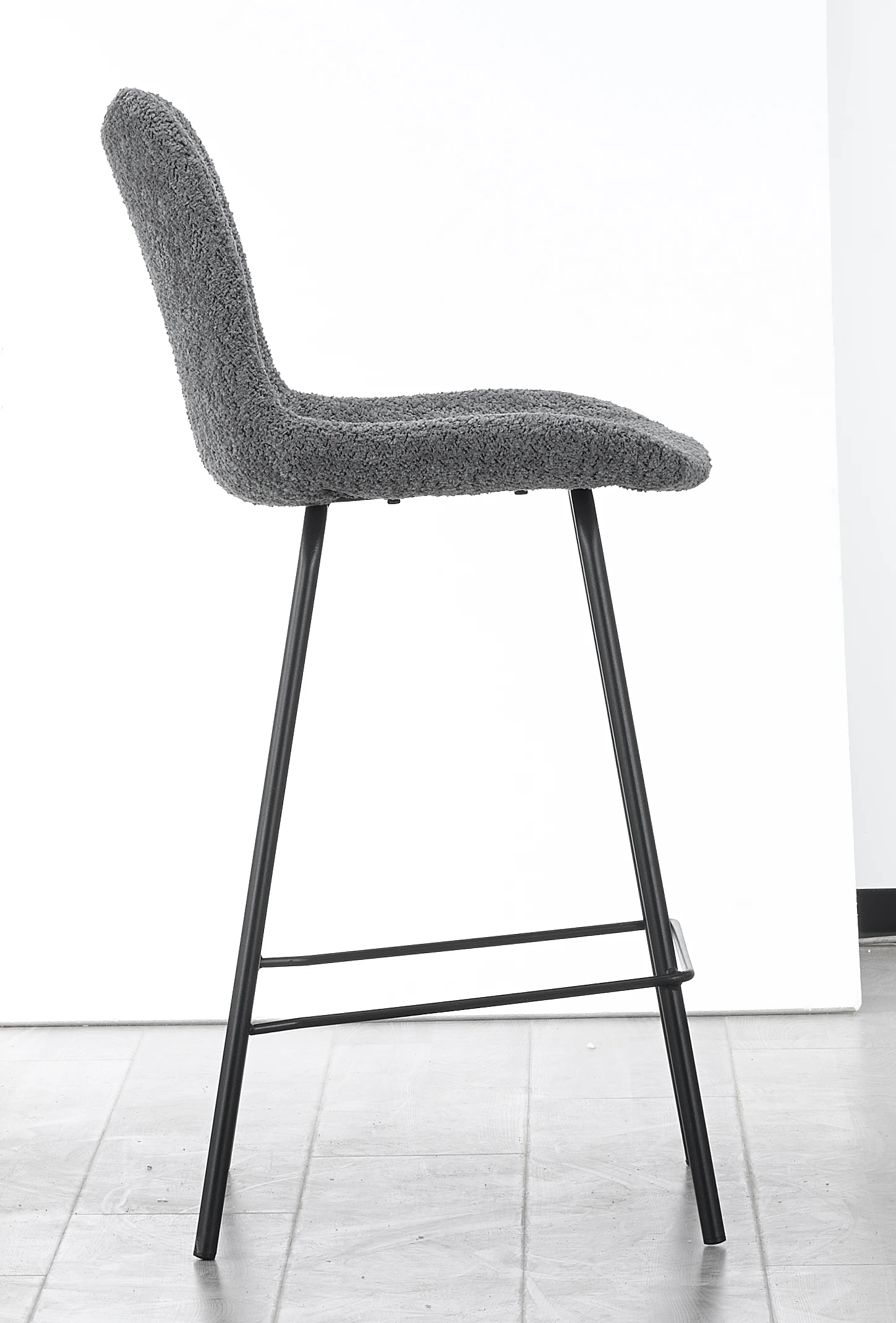 Modern Grey Fabric Bar Chair With Powder Coating Legs For Pub Coffee