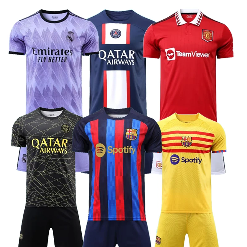 Design Breathable Club Sportswear Training Custom Printed Polyester Football Jerseys Inventory