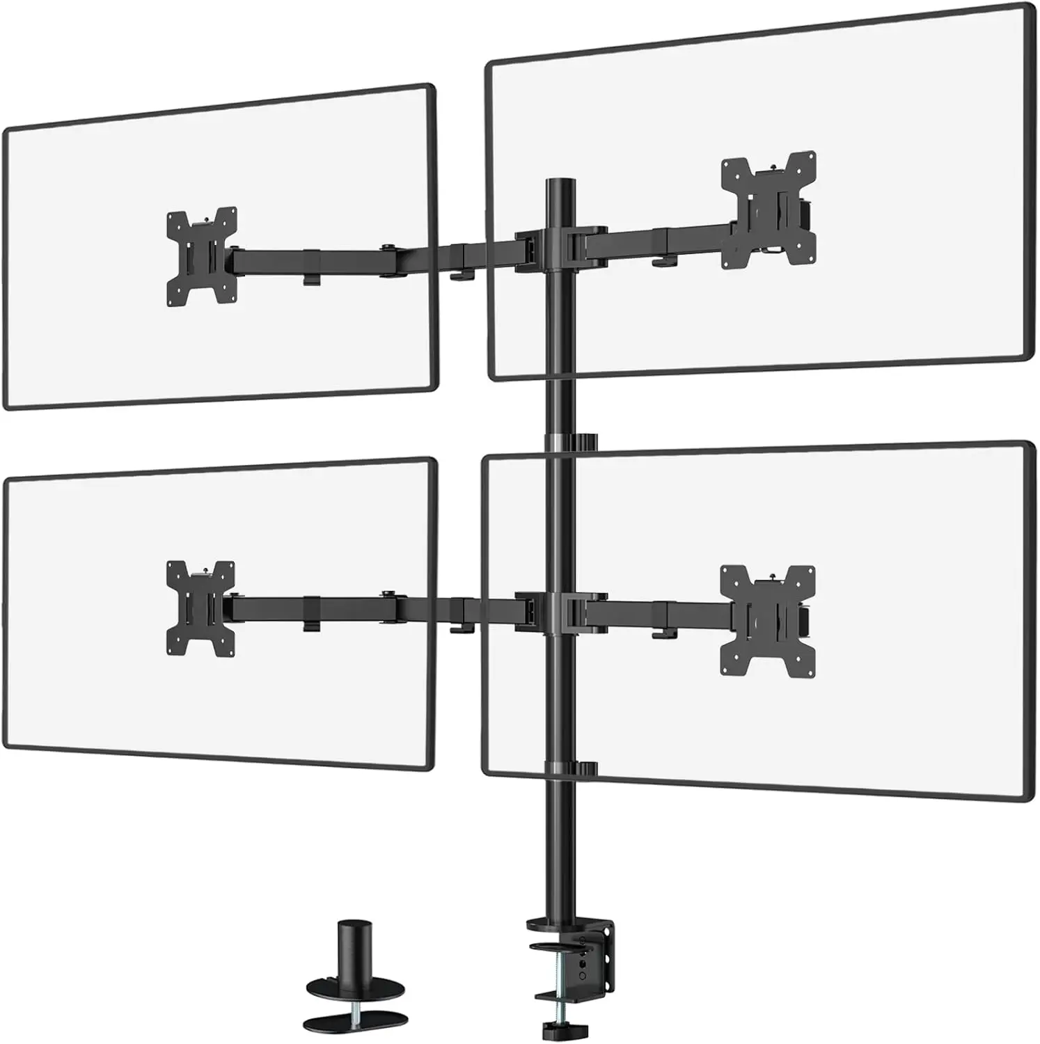 Heavy Duty 4 Monitor Stand for 13 to 32 Inch Screens Quad Desk Mount with 90 Degree Tilt in Stock