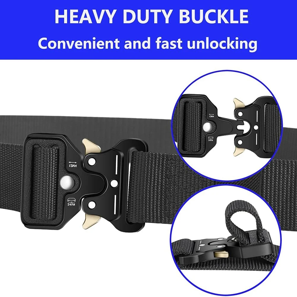 Wear-resistant Tactical Multifunctional Belt Webbing Riggers Web Belts Heavy Duty Quick-Release Metal Buckle Belt