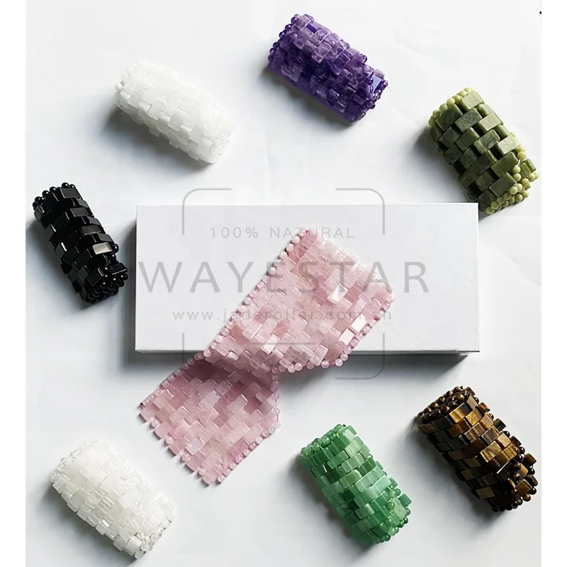 Private Label Crystal Stone Face Massager Eye Care Natural Jade Eye Mask Sheet Rose Quartz Eye Mask