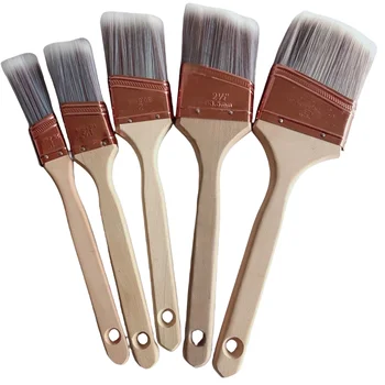 Factory Hot Sale Grey Hair Paint Brush with Wooden Handle Customizable Angled Brush with Tapered Bristles