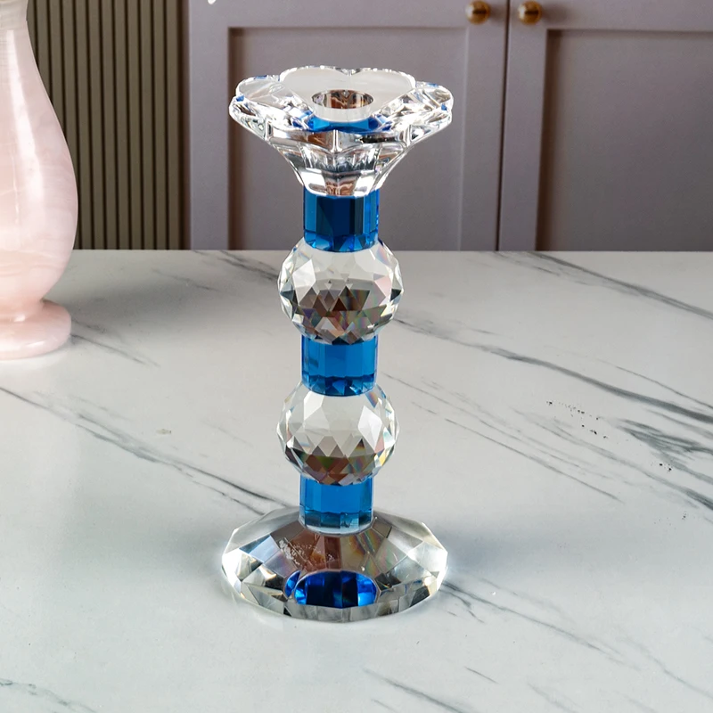 Support à bougies en verre en forme de fleur, décoration d'intérieur, support à bougies en cristal pour cérémonie de mariage
