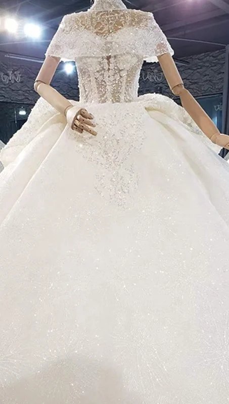 htl2095 2021高领温柔连衣裙女结婚白色礼服礼服 - buy 温柔的衣服的