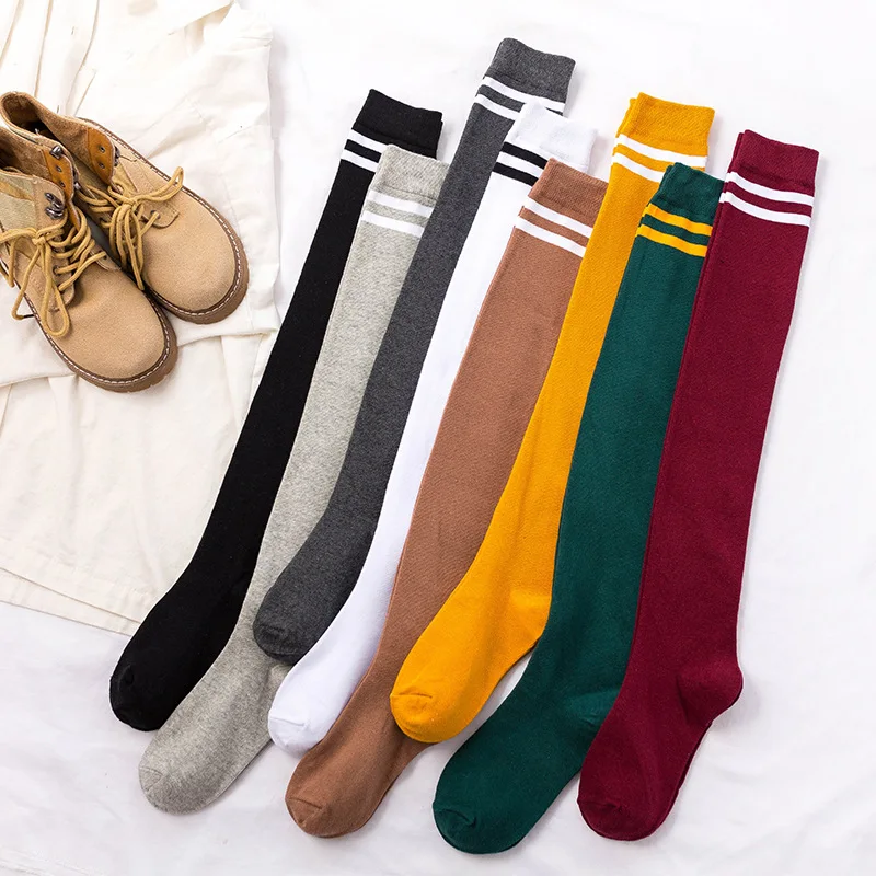 ODM Custom Design Knee High Cotton School Socks for Women High Quality Hosiery Transparent Feature Solid White Color Logo Body