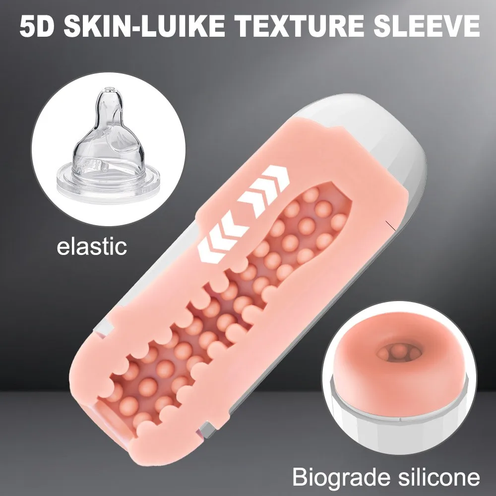 7 Frequencies Transparent Male Masturbator Cup Soft Pussy Vagina Sex Toys TPE Endurance Exercise Tool with Vibration Feature