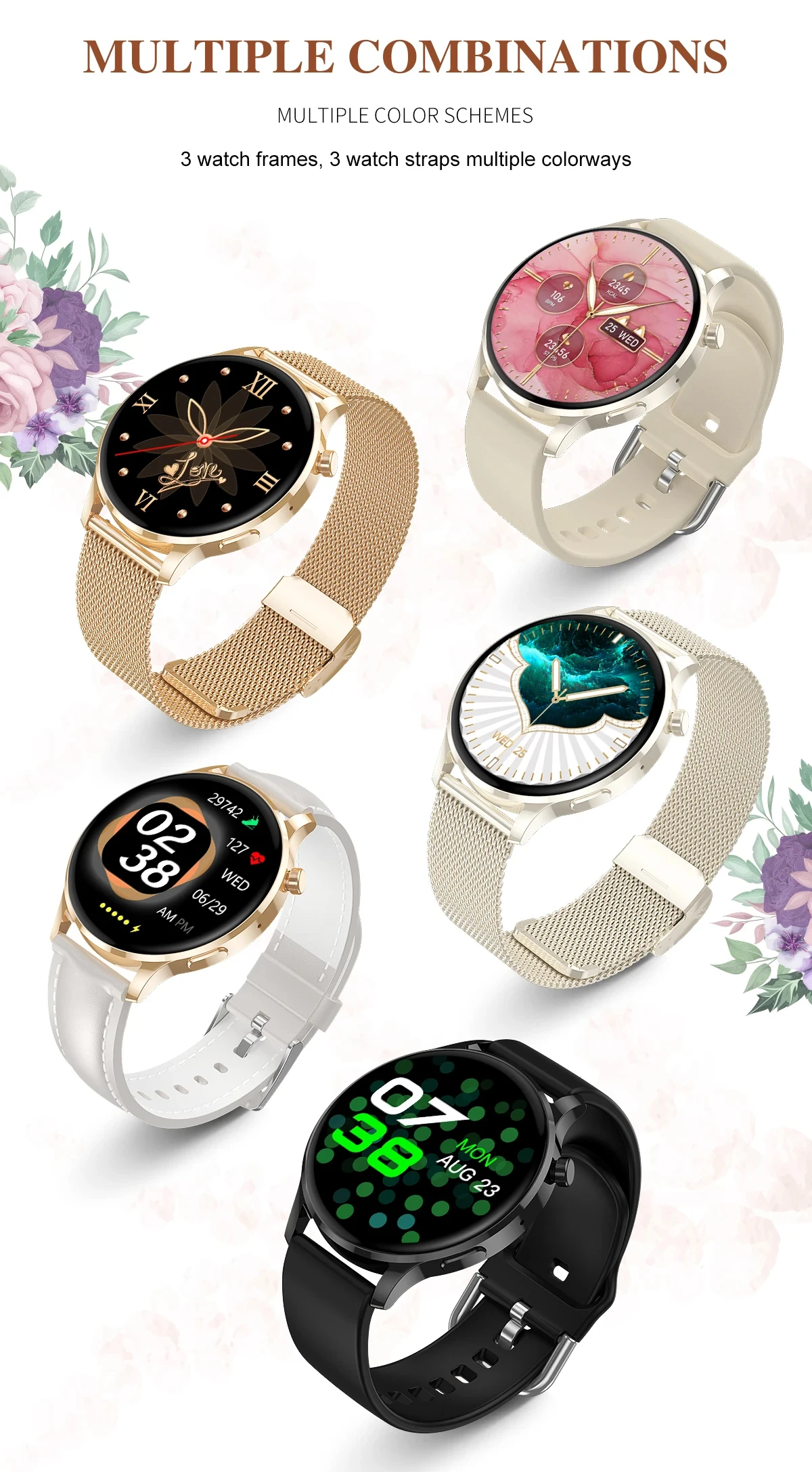 Women Smart Watch Watch3 Pro  Heart Rate Monitor Fitness Tracker Smartwatch Diamond Waterproof Lady Smart Clock Gift