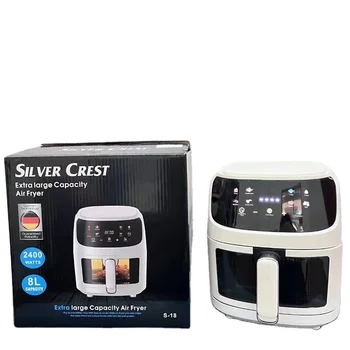 Factory sell silver crest 8L Large Smart no oil Color screen visual window cooking Fryer kitchen Hot Silver Crest  Air Fryer