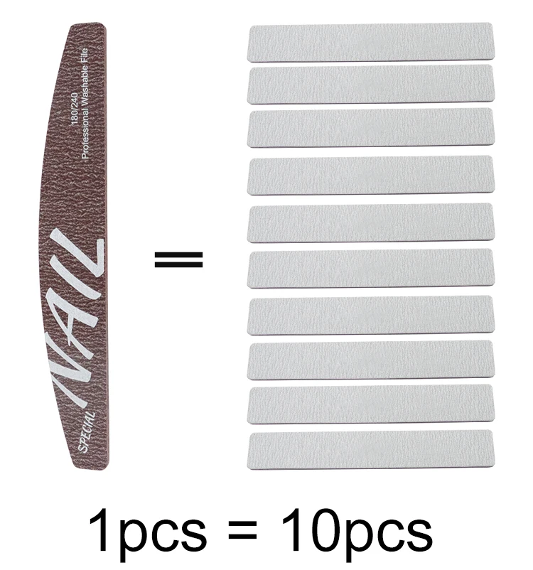 180240 Half Moon Shaped Washable Nail Art Scrub Strip File & Sanding Tool for Nail Trimming Care & Styling