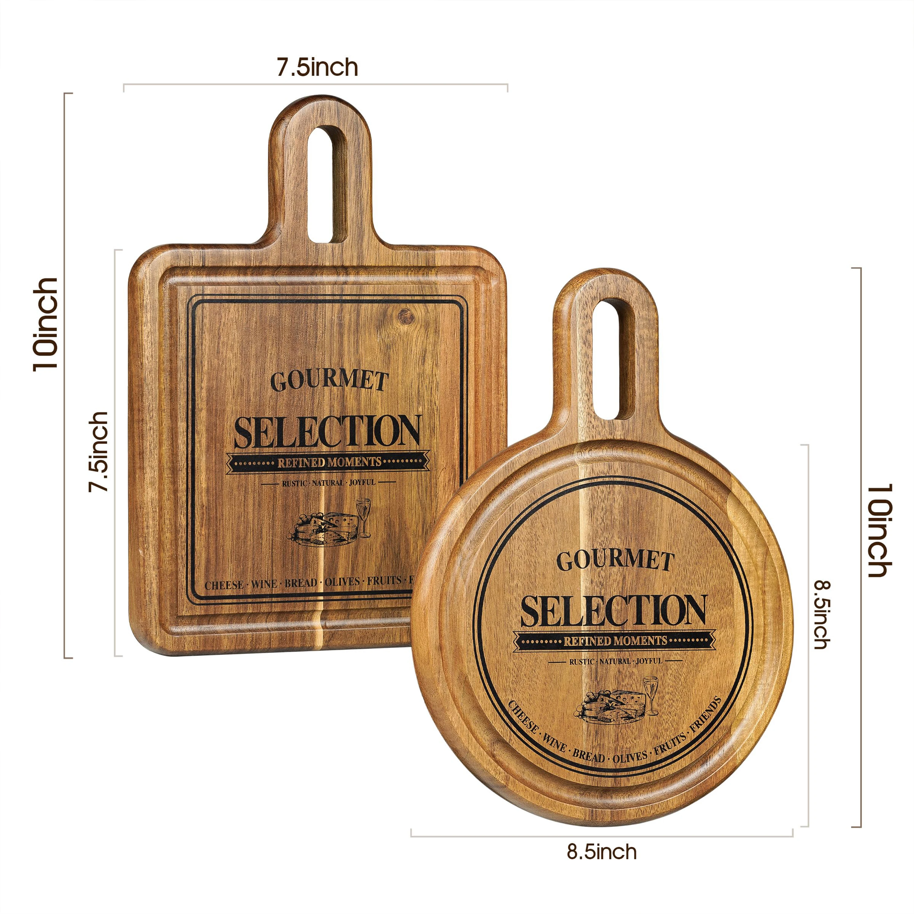 product custom wood cheese board set of 2 engraved handle charcuterie platter  cutting board for kitchen countertop chopping board-7