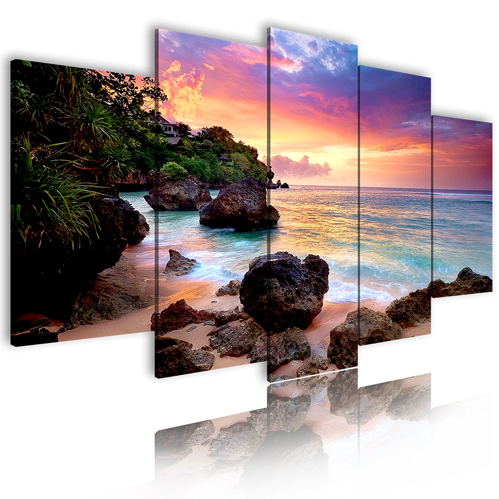 HD Painting Canvas Panel Custom Decorative Waterfall Painting Home Decoration Landscape Bedroom Picture Prints 5 Piece Wall Art