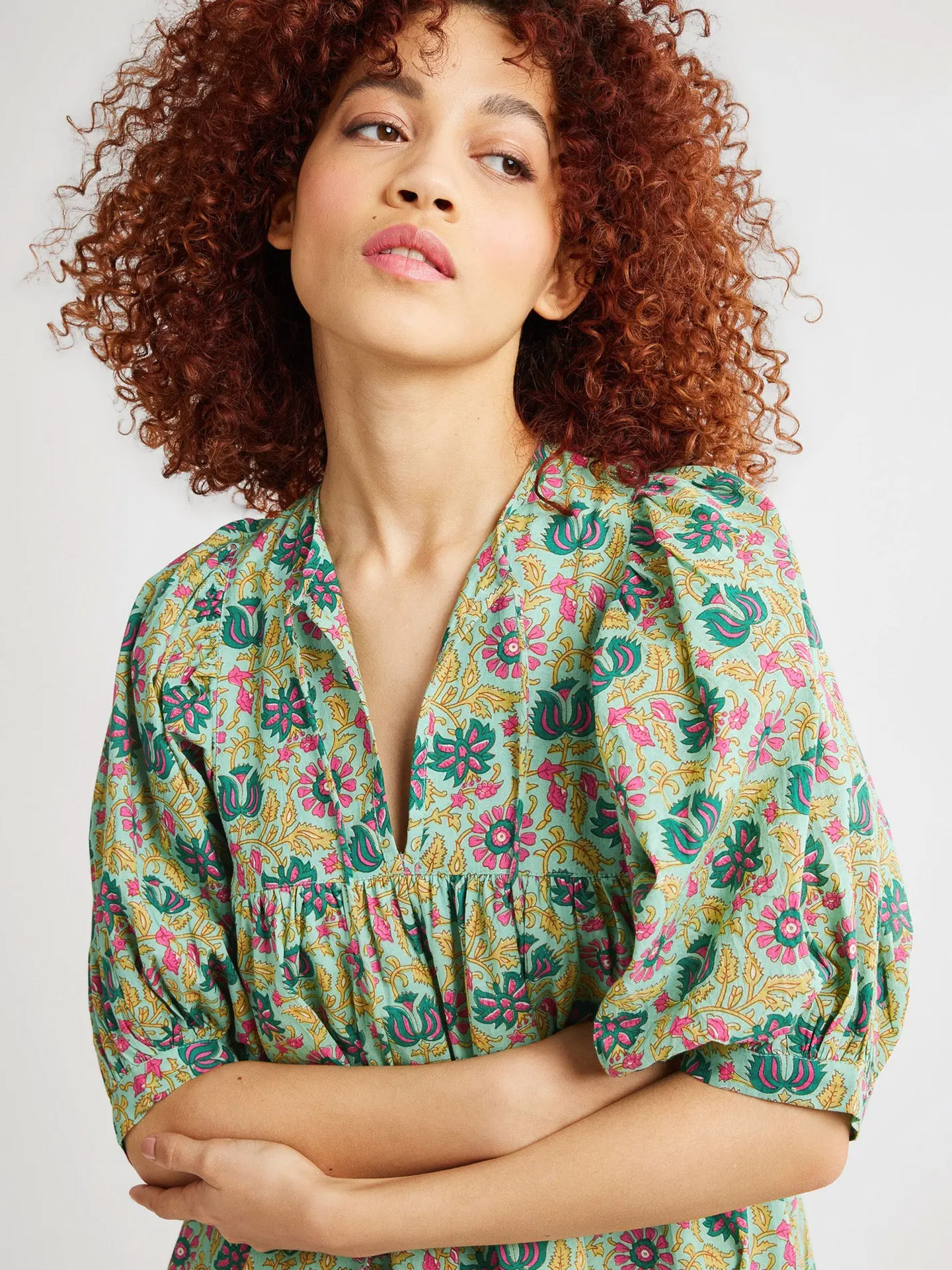 boho summer dresses for women 2024 GIBSIE Plus Size Floral Print Puff Sleeve Boho Dress Women Summer Casual Holiday Beach Swing Female Knee Length Dresses 2024