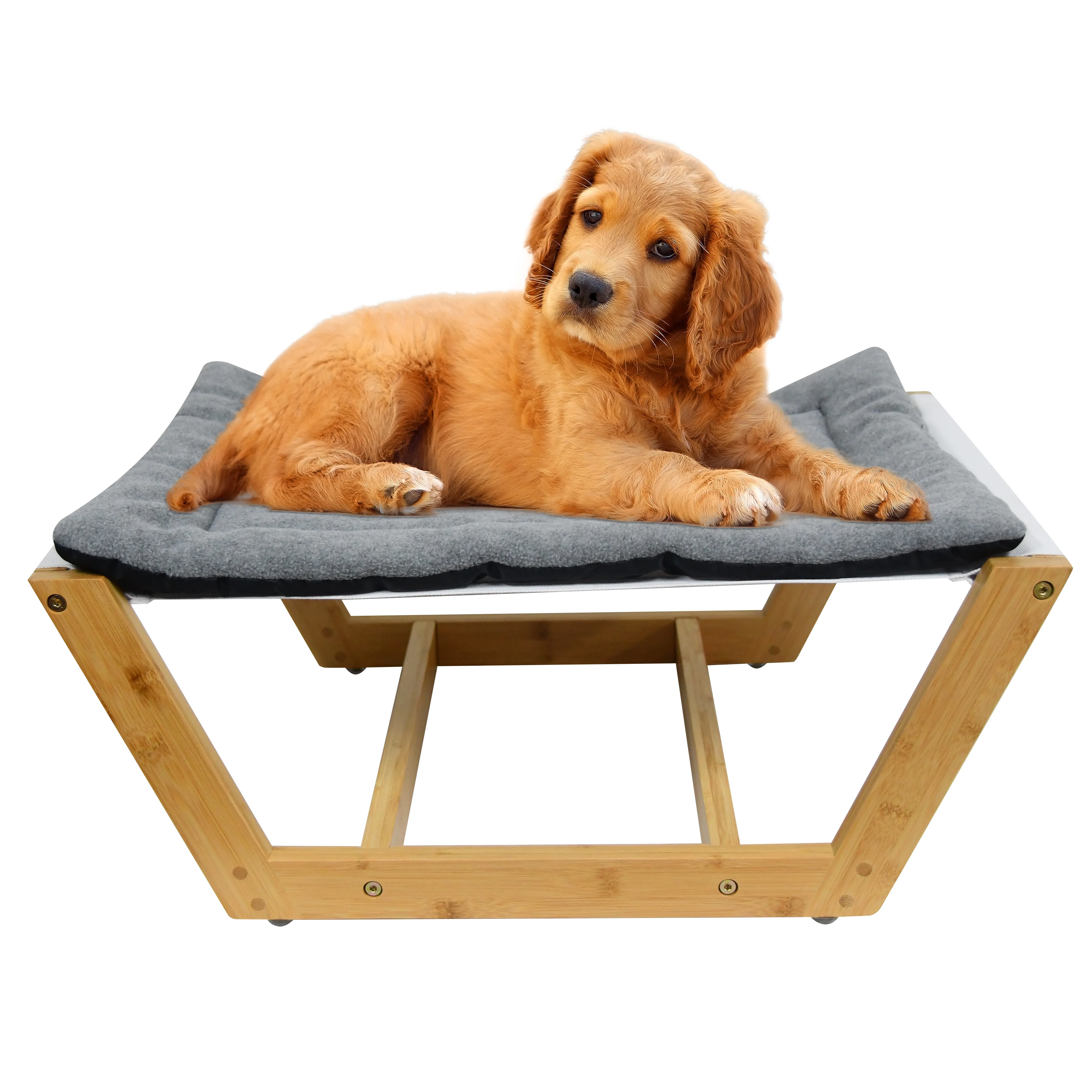 Luxury Wooden Dog And Cat Hammock Elevated Cooling Pet Bed With Soft