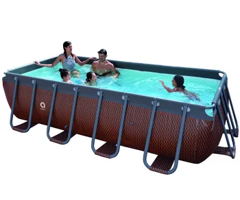 Avenli Rattan Design Rectangular Steel Frame Pool Family Rectangular ...