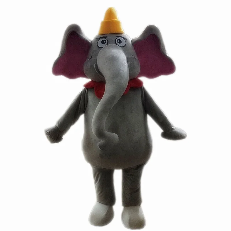 Lovely Human Size Grey Adult Elephant Mascot Costume Easy Wear Big Ear With  Yellow Hat Red Scarf Cartoon Elephant Costume - Buy Elephant Costume, Elephant Mascot Costume,Adult Elephant Costume Product on 