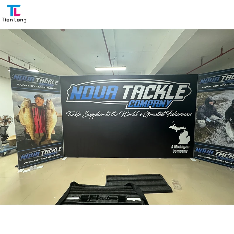 תערוכת סטנד עצמאי לתערוכות מתח עם מסך טנזור תצוגות רקע מכרזים מובילים תצוגה עבה