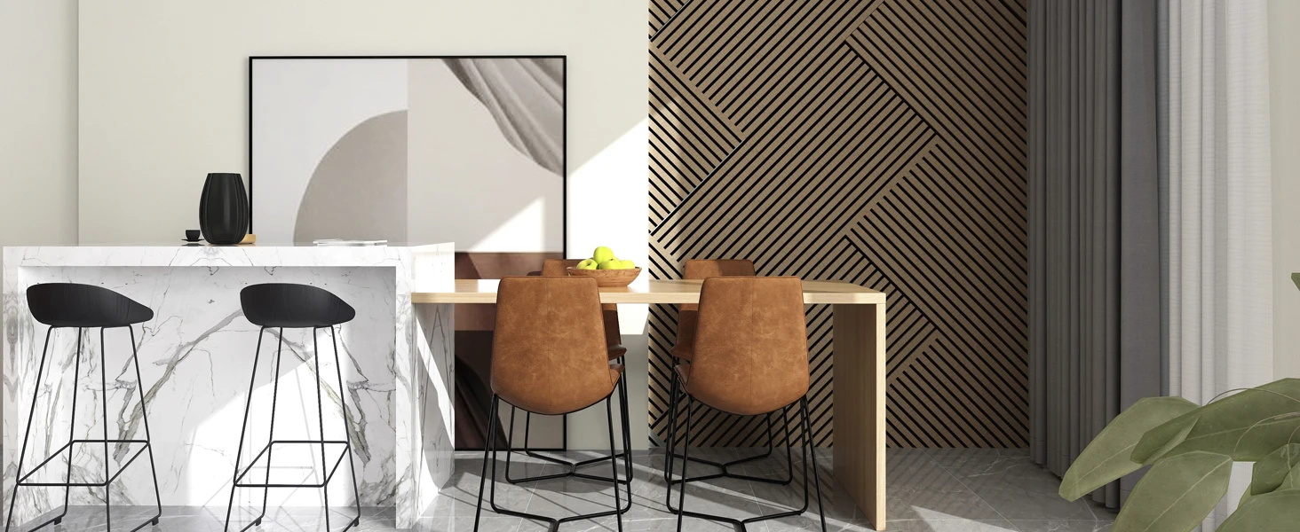 Walnut Acoustic Slat MDF Panels 3D Fluted Sound Absorbing Soundproof Living Room Wall Ceiling Decorative Panel 18mm Thick factory