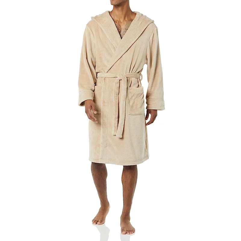 Luxury Hotel Spa Super Absorbent Coral Fleece Bathrobe In Bulk Skinfriendly Antipill Hooded