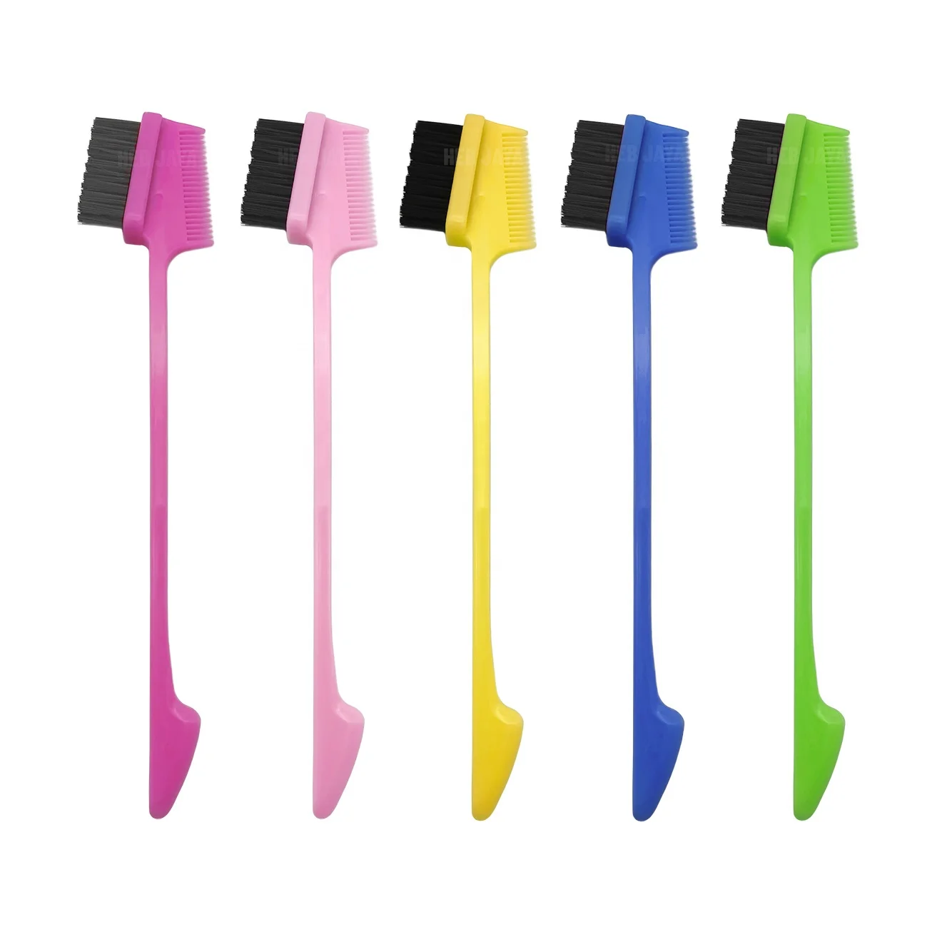 Оптовая продажа, розовая Двухсторонняя щетка 3 в 1 для управления краями бровей и Расческа с крысиным хвостом, оптовая продажа, частный логотип