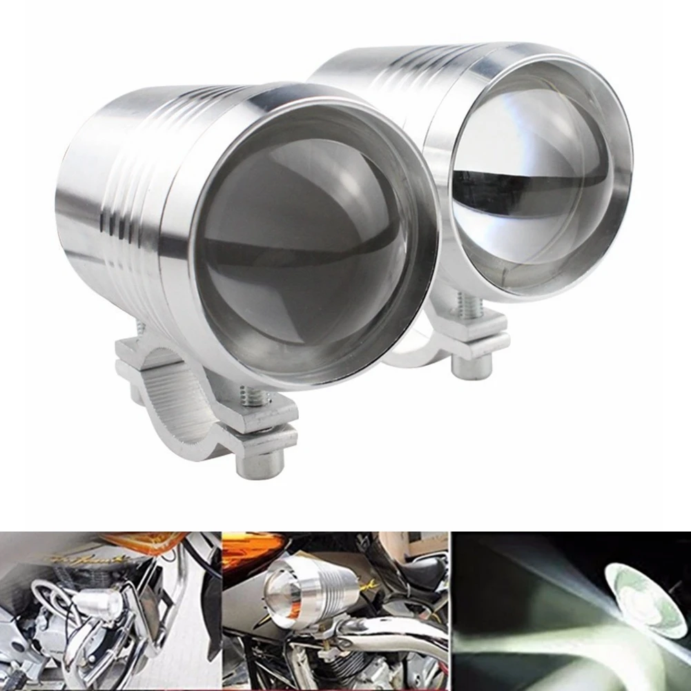 U2 Motorcycle LED Headlight Driving Fog Lamp High Low Beam Bulb Flash Light Projector Lens Motorbike Bicycle ATV SUV Spotlight