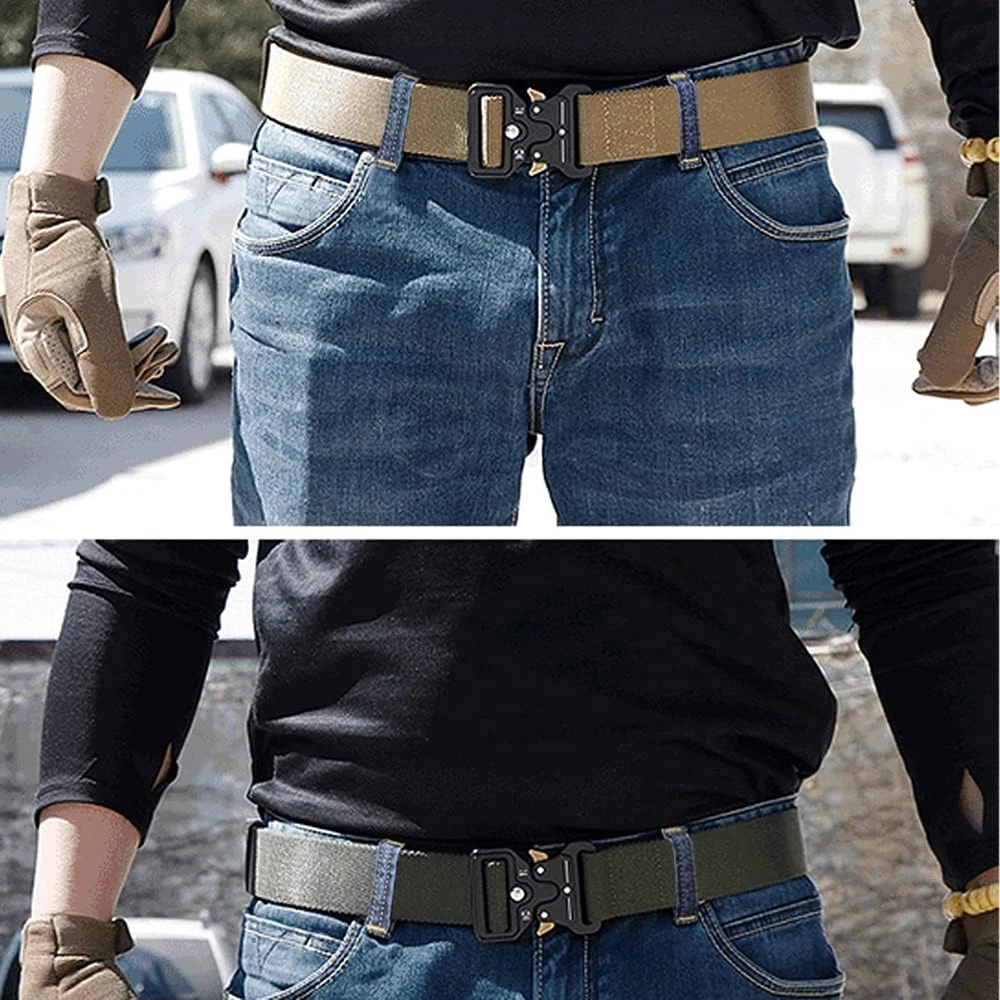 Wear-resistant Tactical Multifunctional Belt Webbing Riggers Web Belts Heavy Duty Quick-Release Metal Buckle Belt