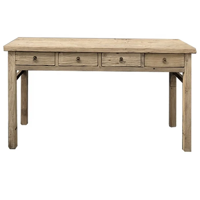 Antique Style Distressed Multifunctional Industrial Solid Wood Drawers Center Coffee Table