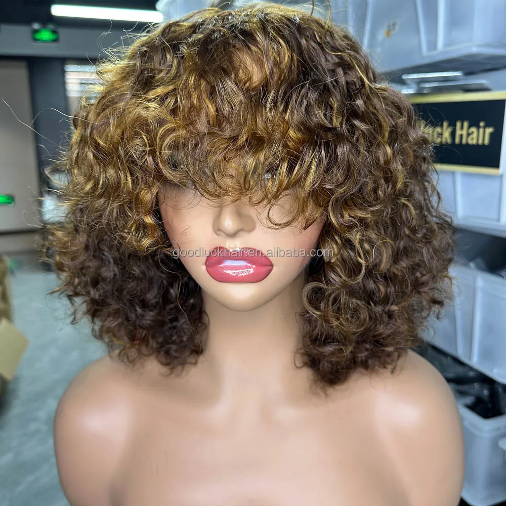 Curly short wig Peruvian virgin hair 8 Inch Pixie Cut Wig 4x4 Water Wave Lace Closure Wig Human  main image 3