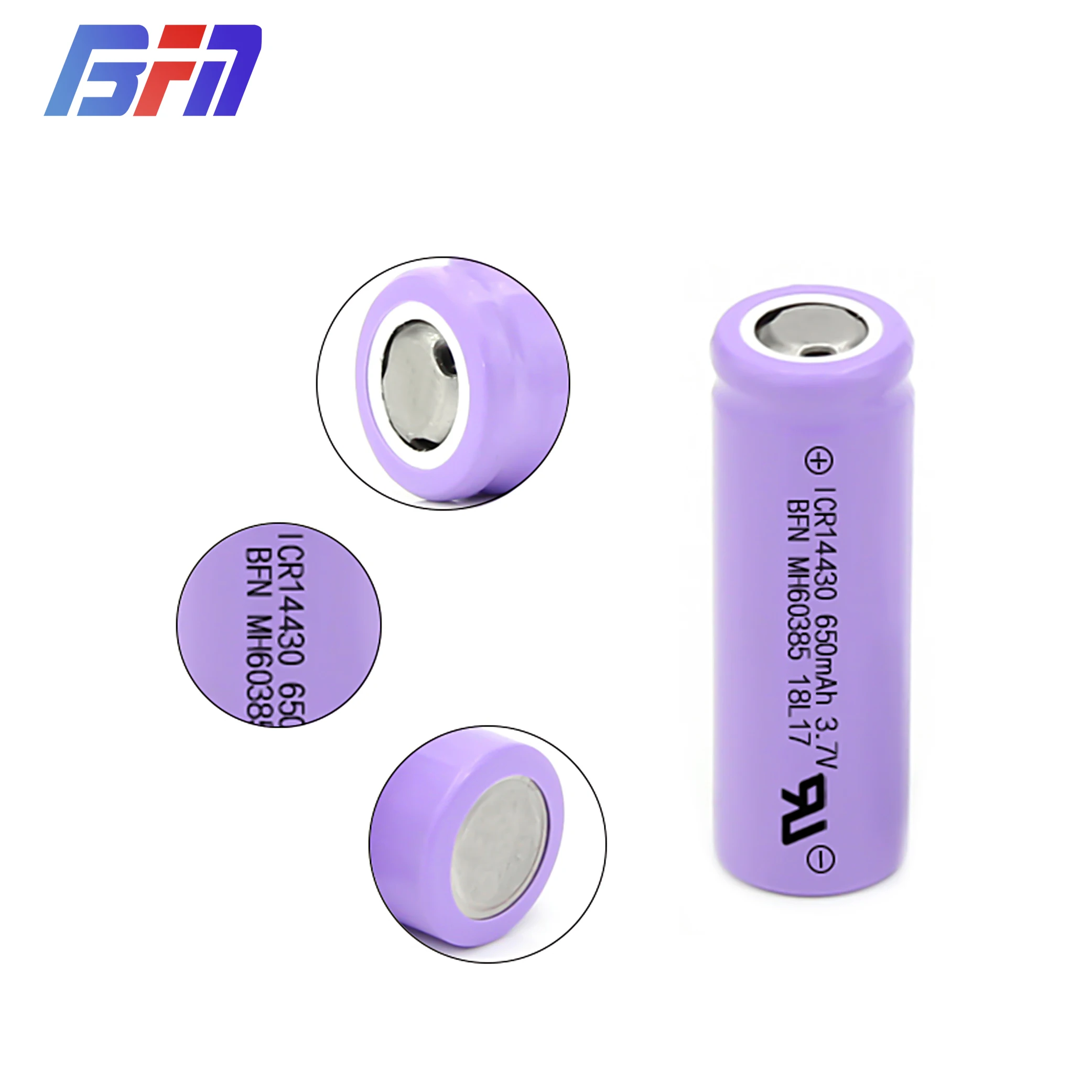 Bfnbattery Lithium Li-ion Rechargeable Battery 3.7v 650mah 14430 ...