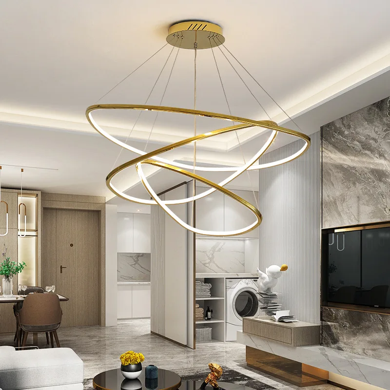 Hot selling  light round corner living room light modern creative dining chandelier simple 360 degree led pendant light
