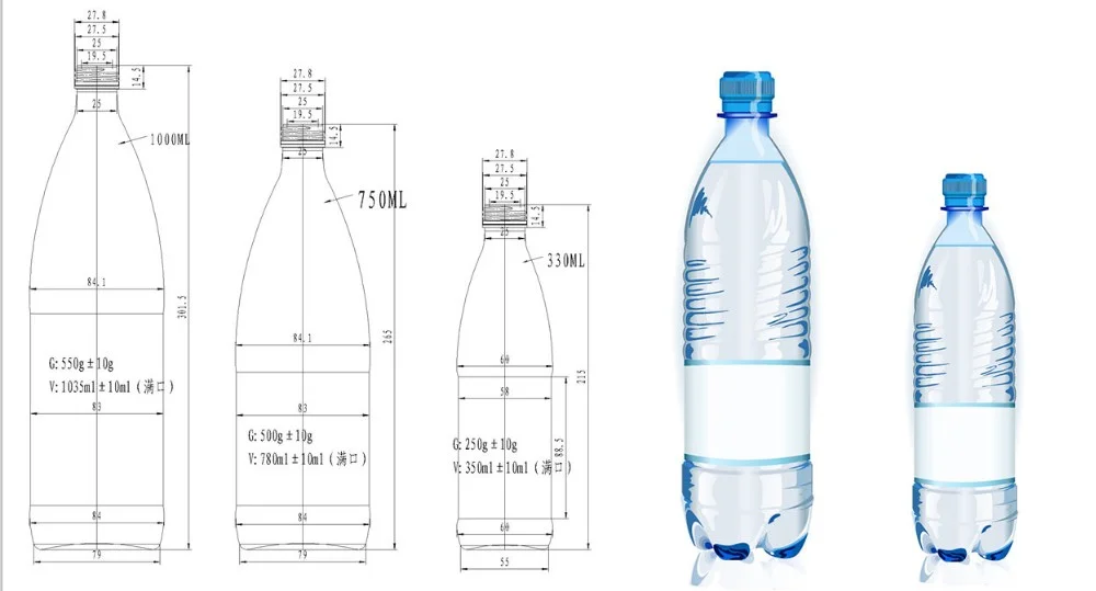 Пэт бутылки размеры