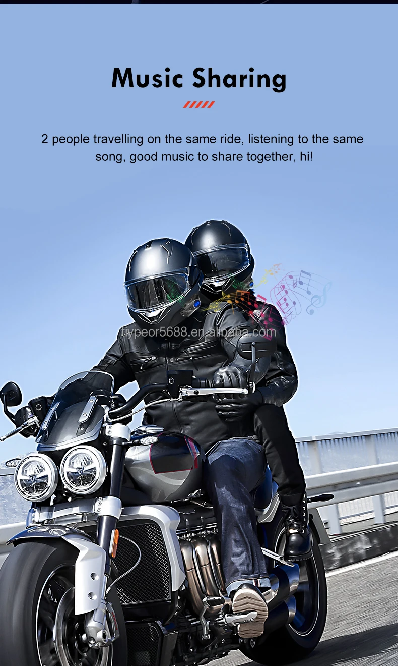 product tiypeor motorcycle bluetooth 51 helmet earphone ipx6 waterproof fm radio flashlight 4 riders intercom 1000m music sharing936-4