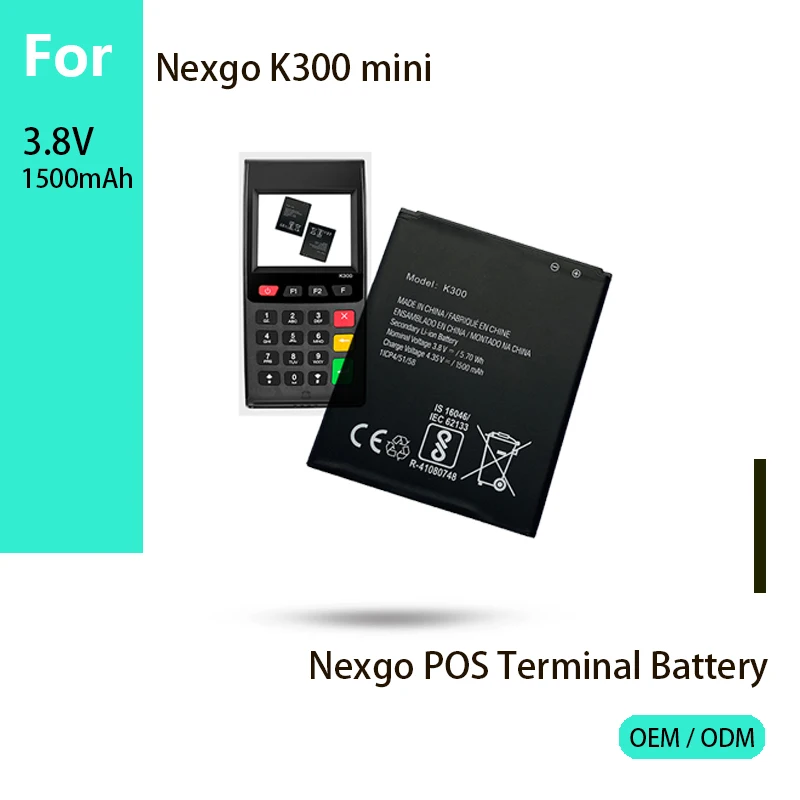 Replacement 3.8v 1500mah Lithium Ion Battery Pack for Nexgo K300 Mini Cash POS Terminal Payment