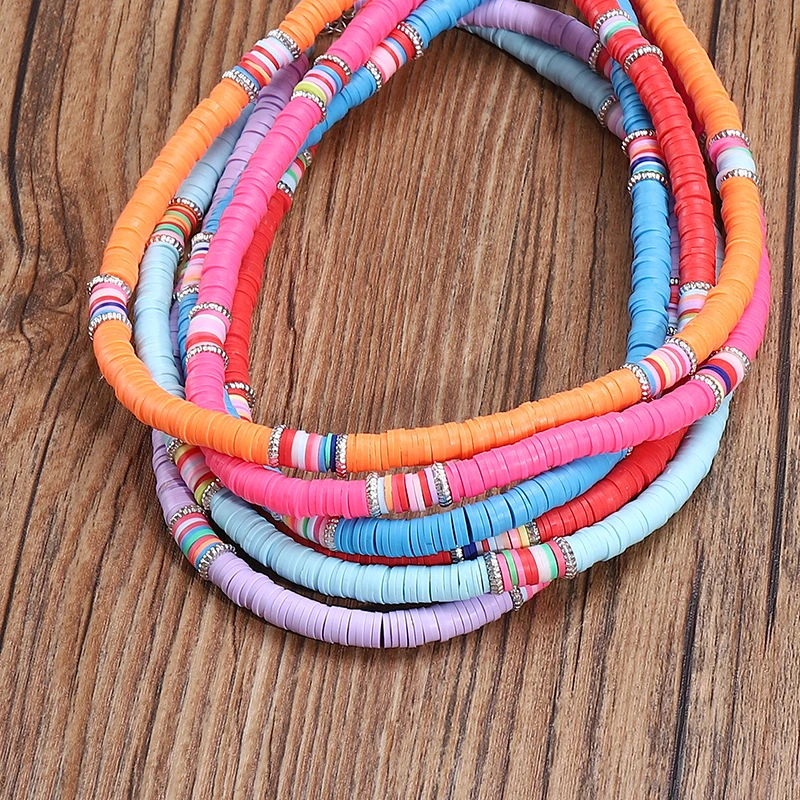 Rainbow striped Polymer Clay Heishi Bead Strand 6mm l Beading and Jewelry  Supplies, DIY craft supply Bracelet and necklace making