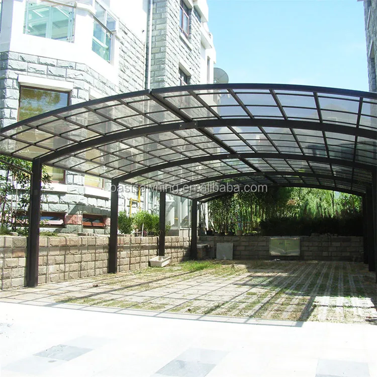 Pc Roof Structure Metal Pour Carport Aluminum Outdoor Car Shelters Prefabricated Shelter Carport Glass Garage Roof