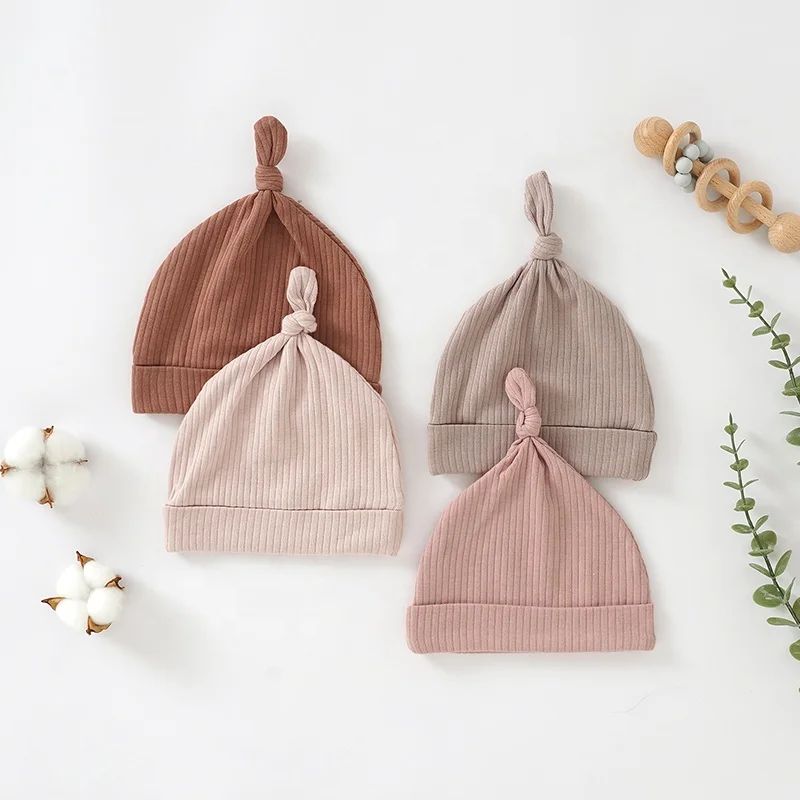 Оптовая продажа ребристая супермягкая детская шапка из органического хлопка с