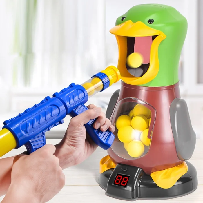 Jeu De Tir Canard Affamé – 2 Pistolets à Air + 24 Balles Mousse – Compteur LCD – Cadeau Enfant Dès 4 Ans