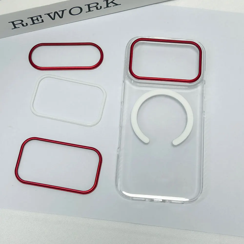 product laudtec detachable lens frame clear phone case shockproof simple business back cover custom for iphone 17 air 16 pro max sjk1071-5