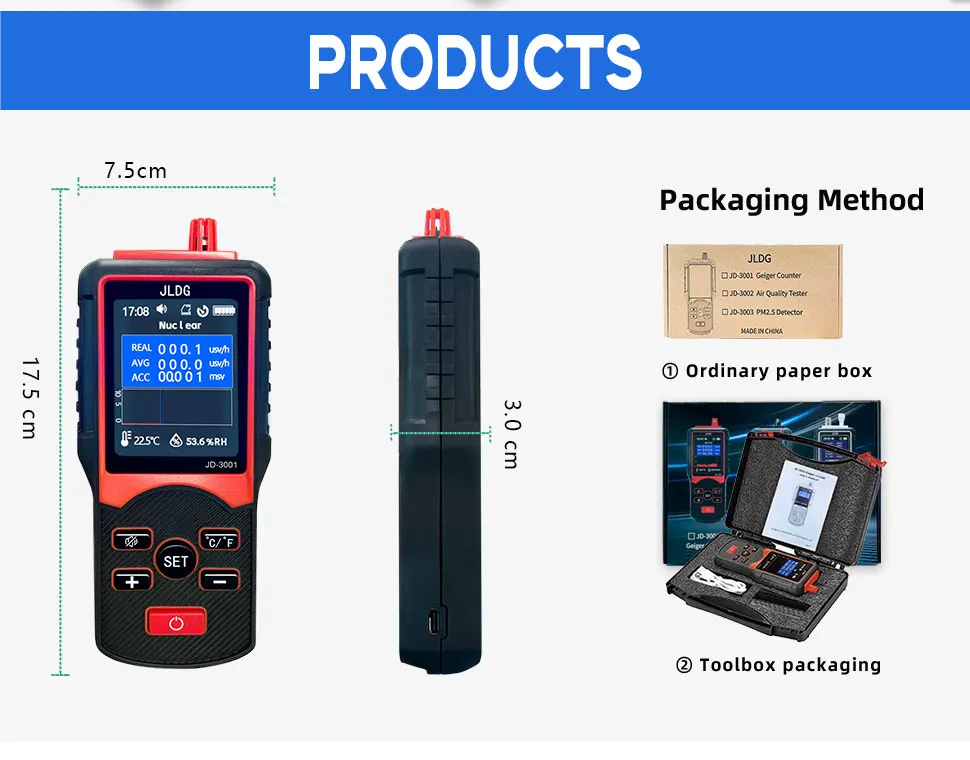 2023 JLDG JD-3001 Hot Sale Nuclear Radiation Detector Geiger Counter Beta Gamma Detector